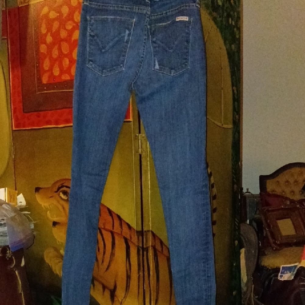 Hudson Jeans Distressed Blue Skinny Jeans - Picture 7 of 7